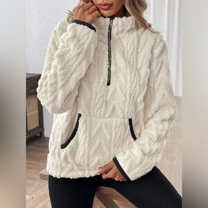 Full Size Sherpa Half Zip Sweatshirt Plus Size